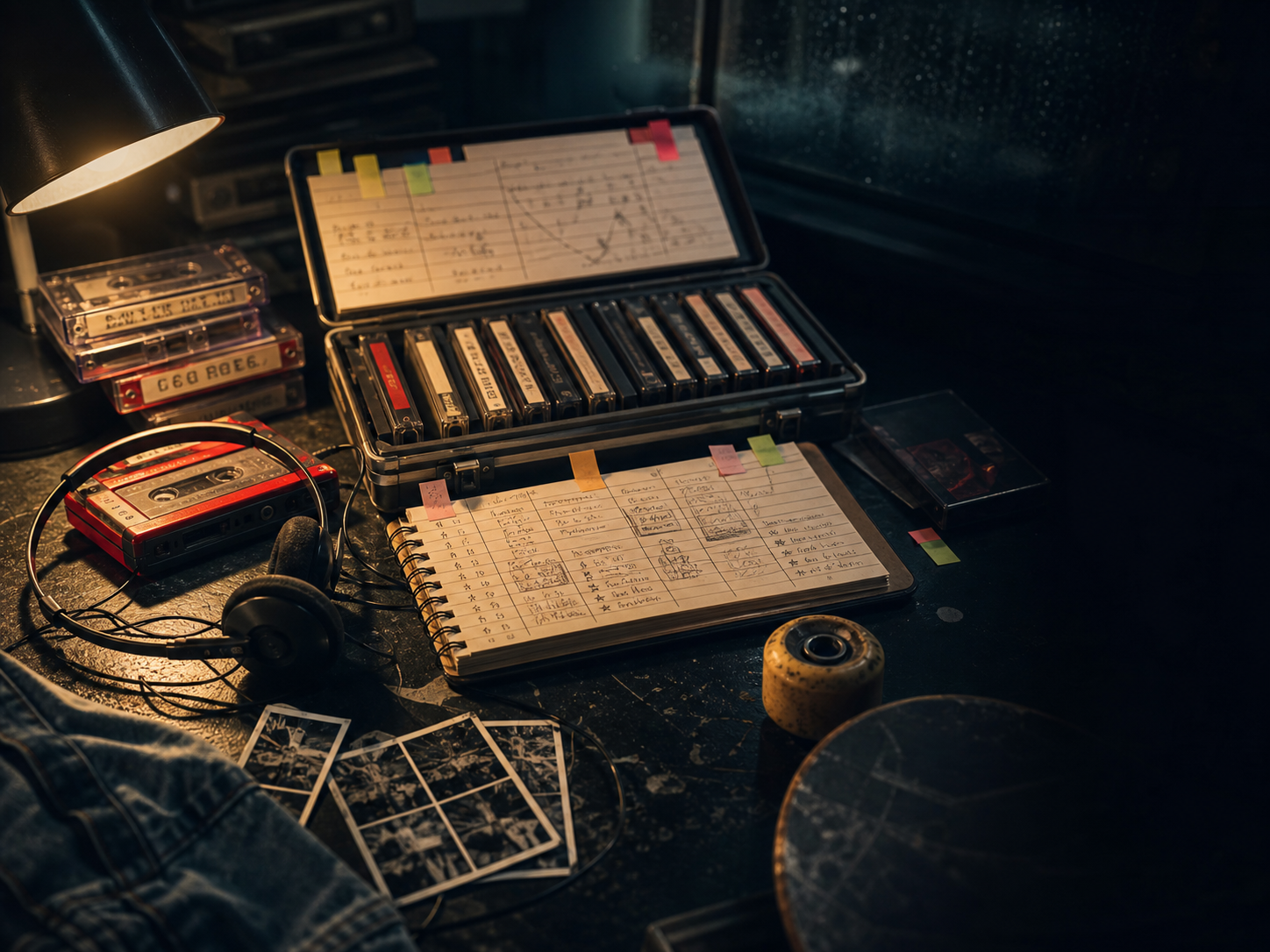 Original cassette and notebook artwork for soundtrack mapping.